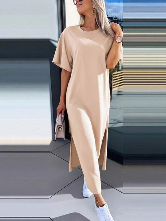 Damen Lässiges Maxikleid mit seitlichen Schlitzen und Oversize-Design