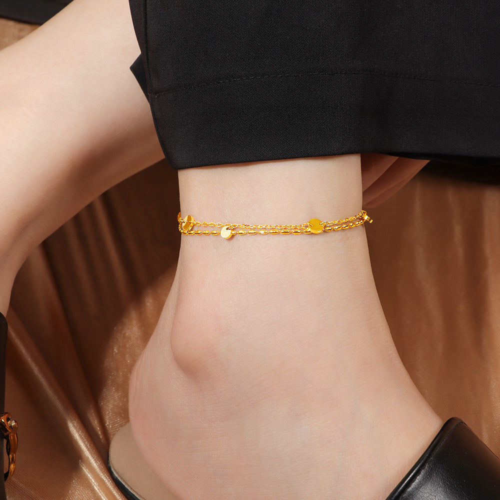 Damen Fußkette mit zarten Anhängern und filigranem Design Shop Nory