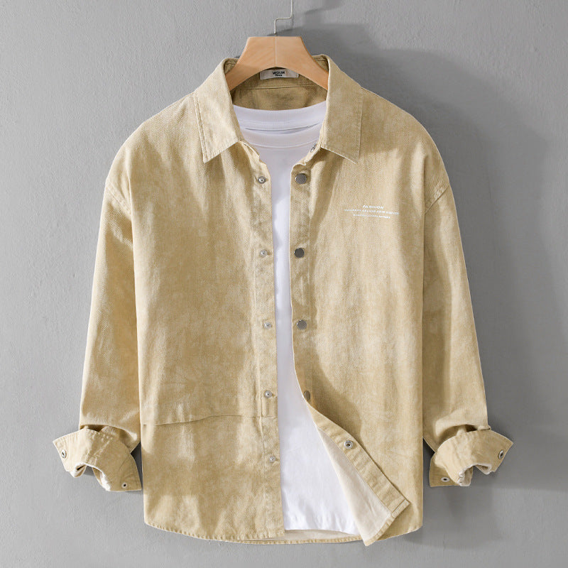 Herren Samtiges Cord-Overshirt mit Druckknopfleiste und Relaxed-Fit Shop Nory