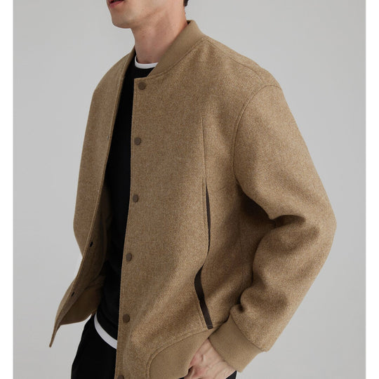 Herren Woll‑Bomberjacke mit Rippbündchen und verdeckten Druckknöpfen Shop Nory