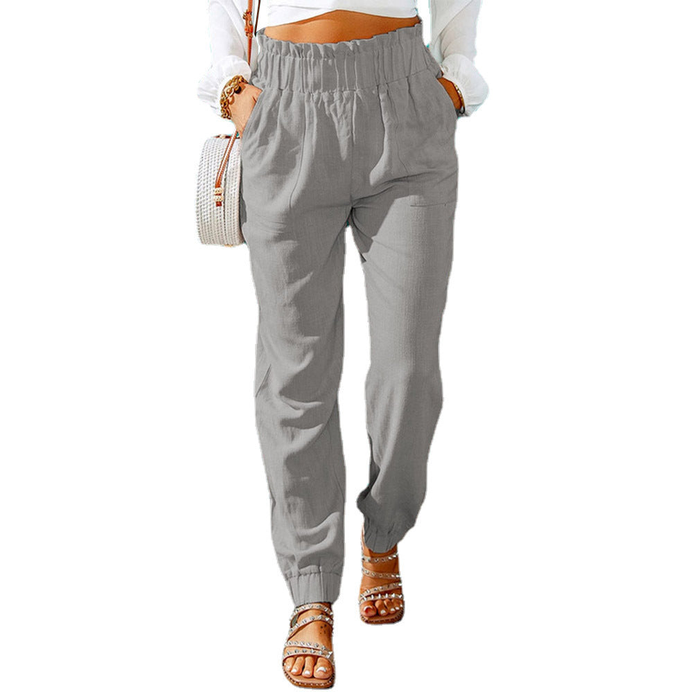 Damen Bequeme und elegante Sommerhose mit elastischem Bund und praktischen Taschen