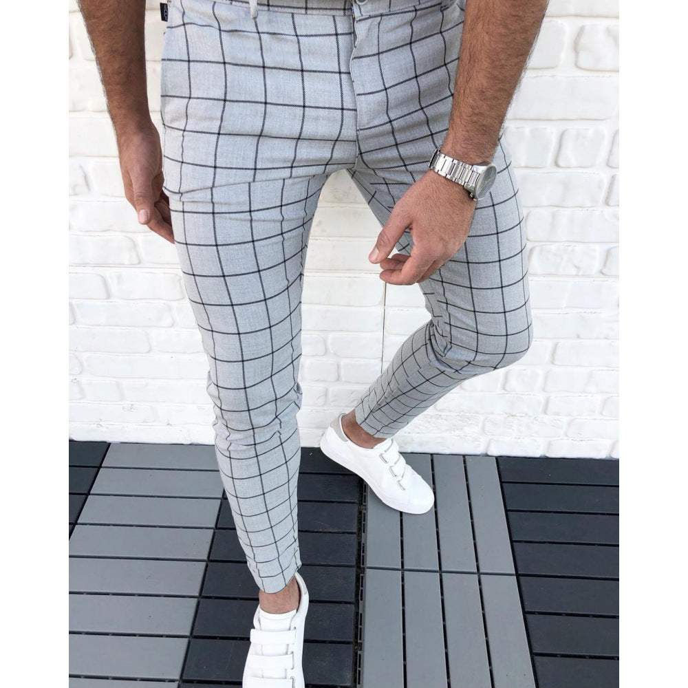 Herren Karierte Anzughose im Slim Fit Stil