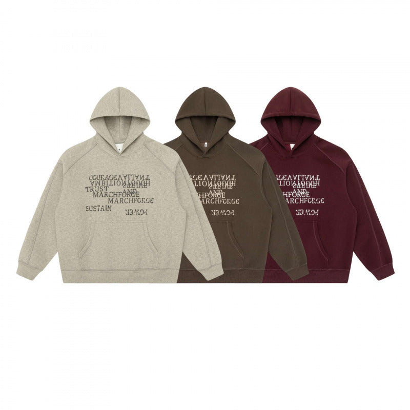 Unisex Oversize Kapuzenpullover mit typografischem Mirror-Print, Kängurutasche und Raglanärmeln Shop Nory
