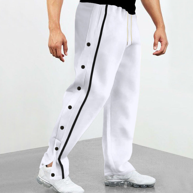 Herren nan Snap-Trackhose mit seitlichen Druckknöpfen, kontrastierendem Seitenstreifen und elastischem Kordelbund Shop Nory
