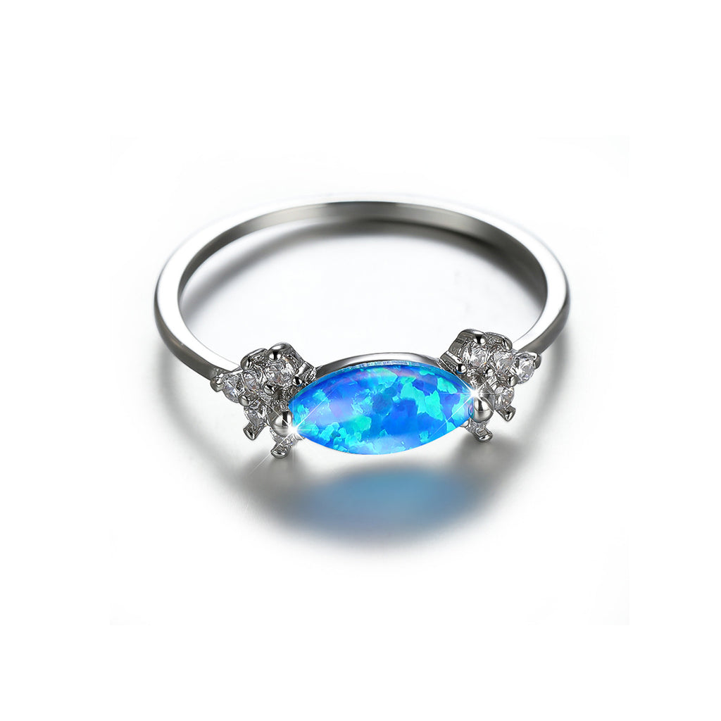 Damen Ring mit schillerndem Opal und funkelnden Zirkonia Shop Nory
