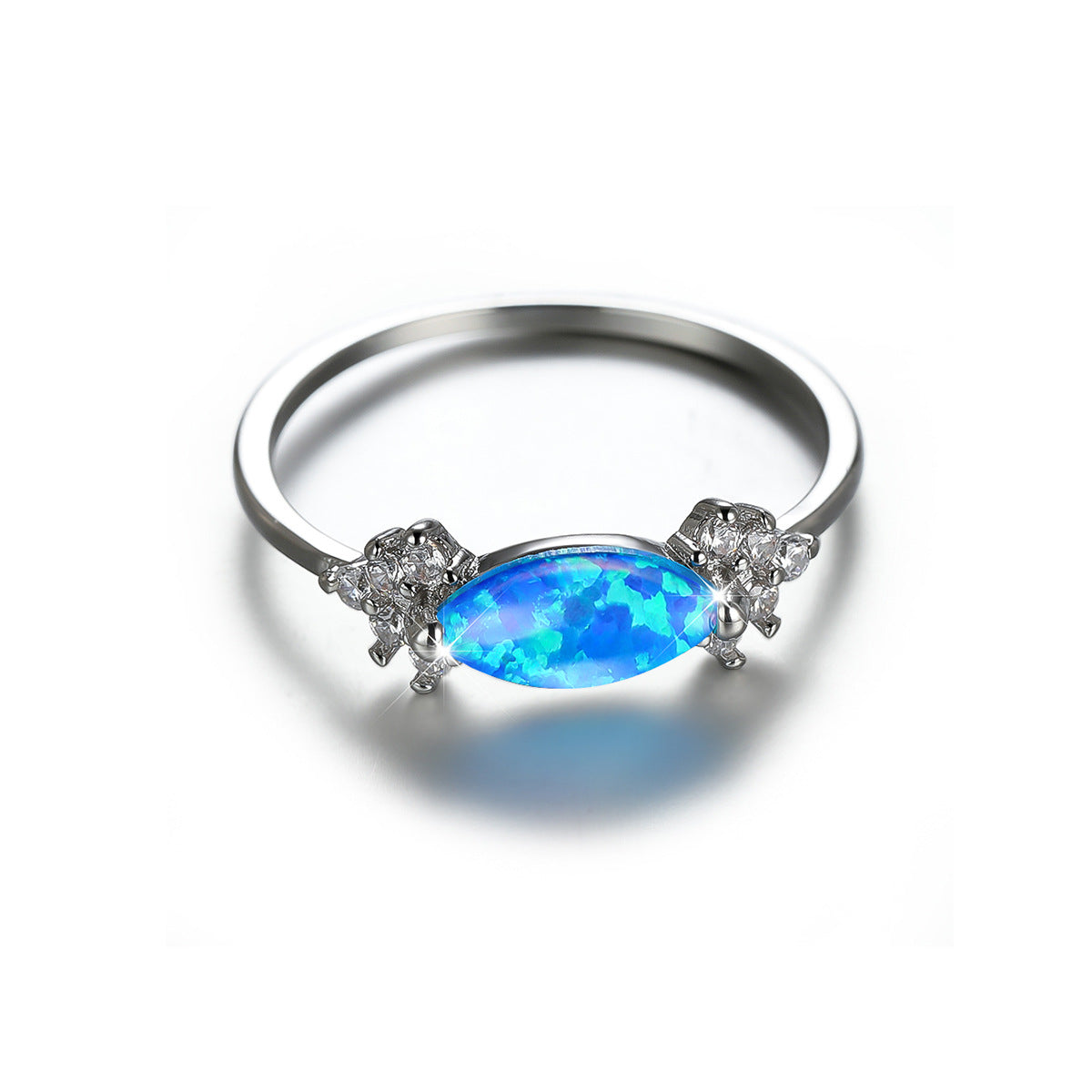 Damen Ring mit schillerndem Opal und funkelnden Zirkonia Shop Nory