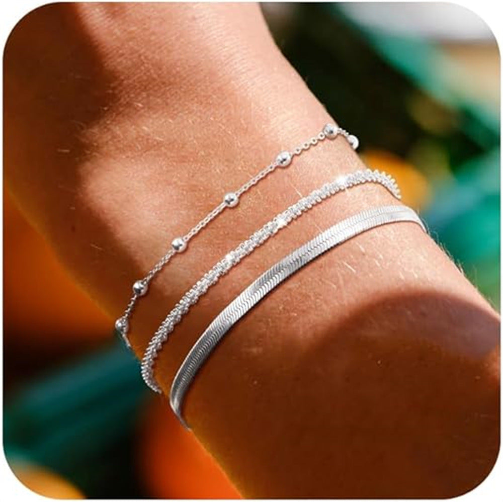 Damen Armbandset mit eleganter Glieder- und Zierkettengestaltung Shop Nory