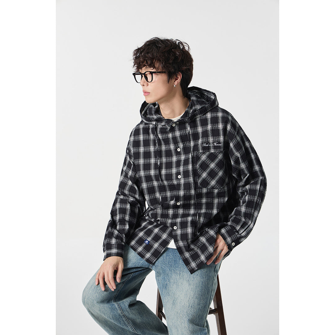 Unisex Kapuzen‑Overshirt im karierten Flanell‑Look mit Brusttasche und Knopfleiste Shop Nory