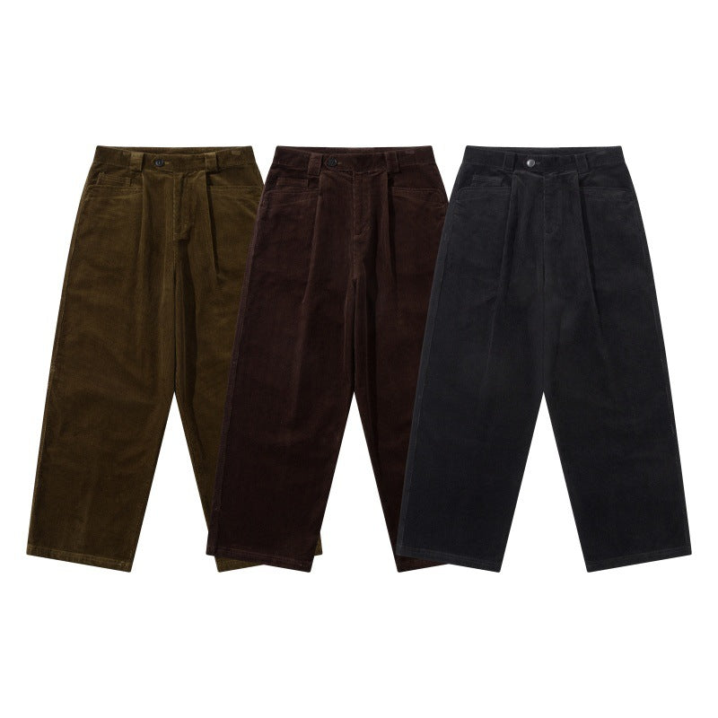 Herren Weite Cordhose mit Bundfalten, hoher Taille und geradem Bein Shop Nory