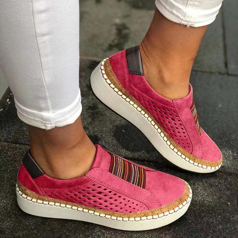 Damen Komfort-Slip-On-Sneaker aus Veloursleder mit elastischem Mehrstreifen-Dehnband und geflochtenem Espadrille-Detail Shop Nory
