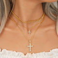 Damen Halsketten Set mit funkelnden Kreuzanhängern und feinen Gliederketten Shop Nory