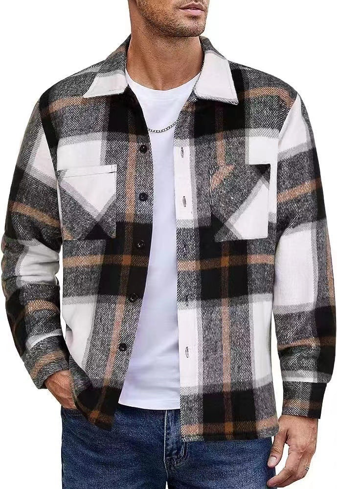 Herren lässige Karomuster Hemdjacke