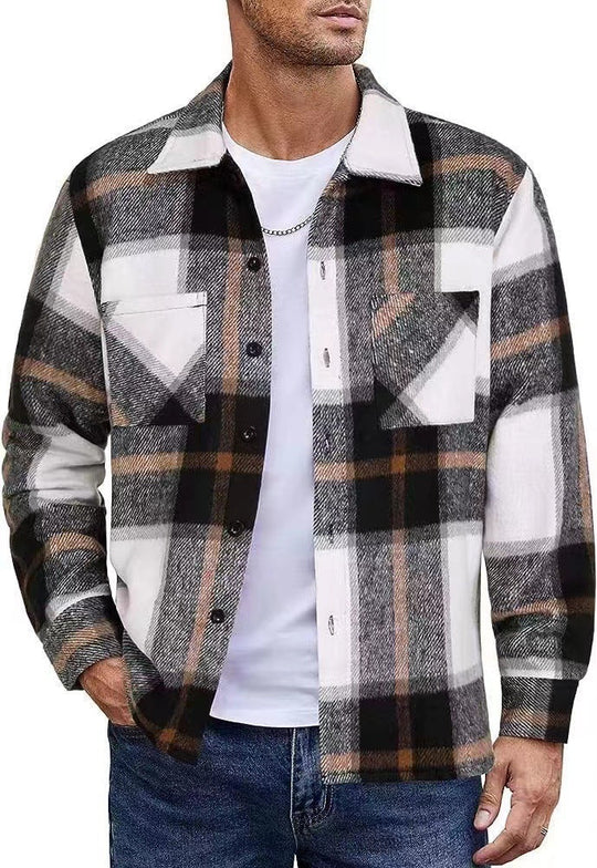 Herren lässige Karomuster Hemdjacke