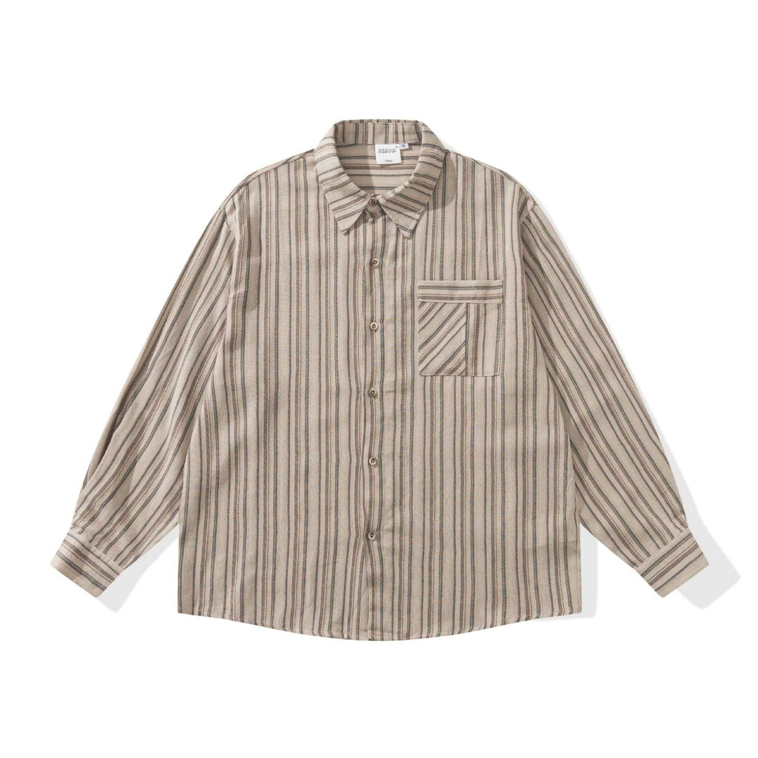 Herren Lockeres Overshirt-Hemd mit gestreifter Webstruktur, Brusttasche und legerem Schnitt Shop Nory