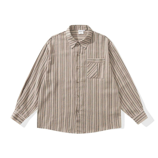 Herren Lockeres Overshirt-Hemd mit gestreifter Webstruktur, Brusttasche und legerem Schnitt Shop Nory