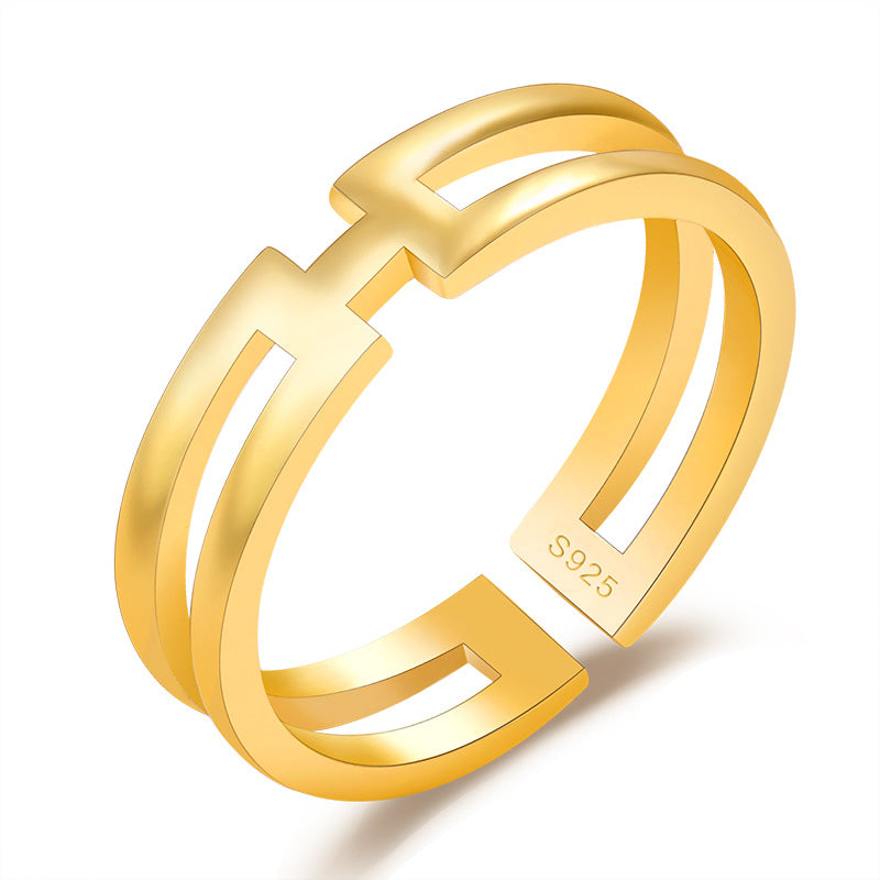 Damen Offener Ring mit modernem, geometrischem Design aus hochwertigem Edelstahl Shop Nory