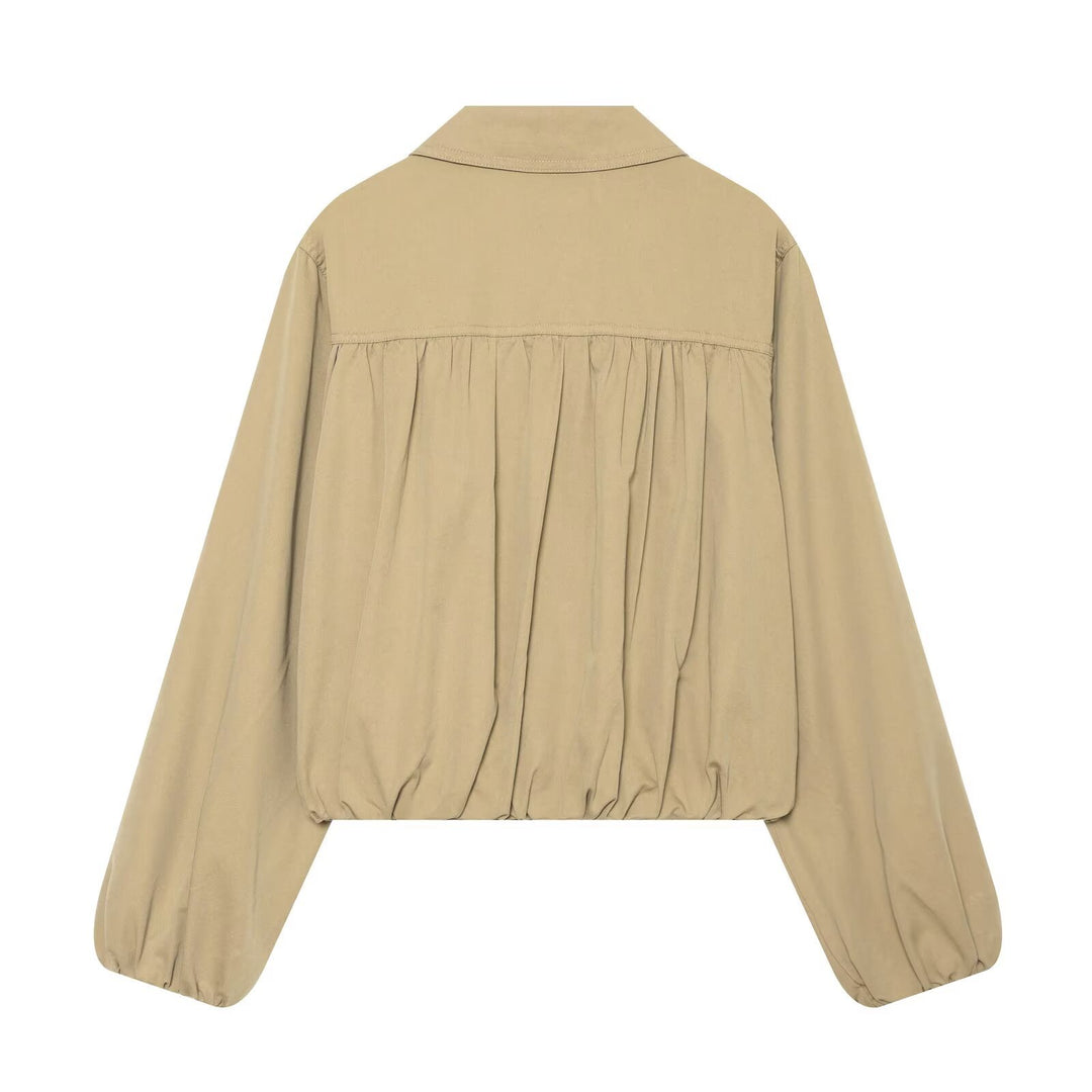 Damen Kurzjacke mit geraffter Brustpartie, Tunnelzugsaum und Ballonärmeln Shop Nory