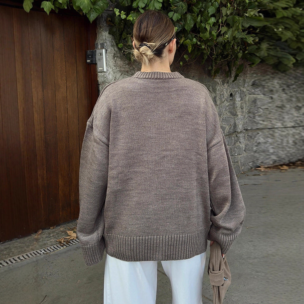 Damen Oversize-Feinstrickpullover mit Rundhalsausschnitt & verlängerten Manschetten Shop Nory