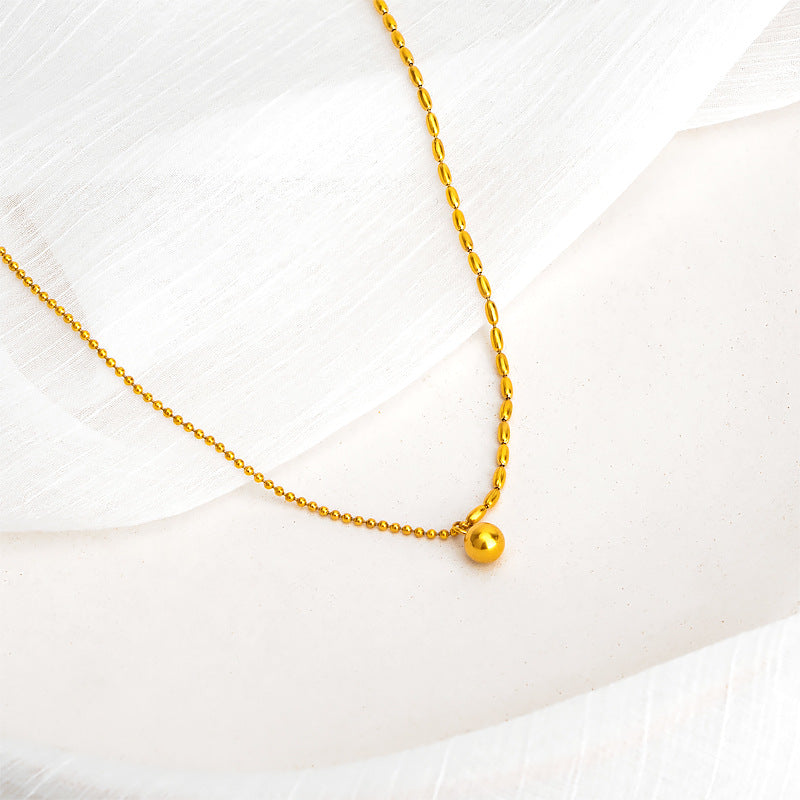 Damen elegante Halskette mit glänzender Kugel und modernem Gliederdesign Shop Nory