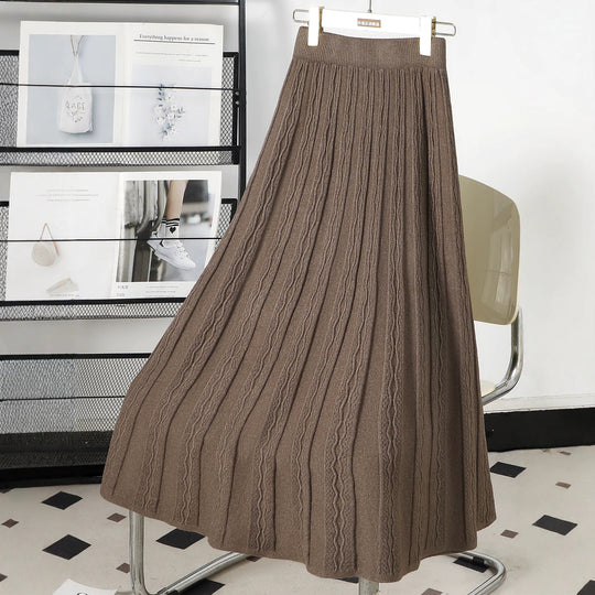 Damen Plissierter Maxirock mit grafischem Zopfmuster Shop Nory