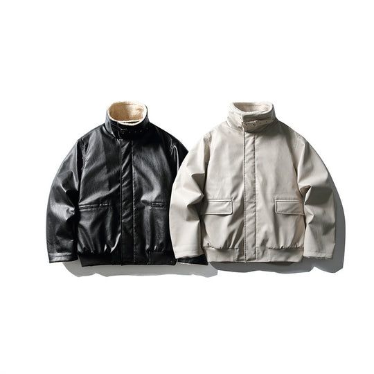 Herren Kurzer Boxy-Blouson mit verstellbarem Schnallenkragen und Teddy-Innenfutter Shop Nory
