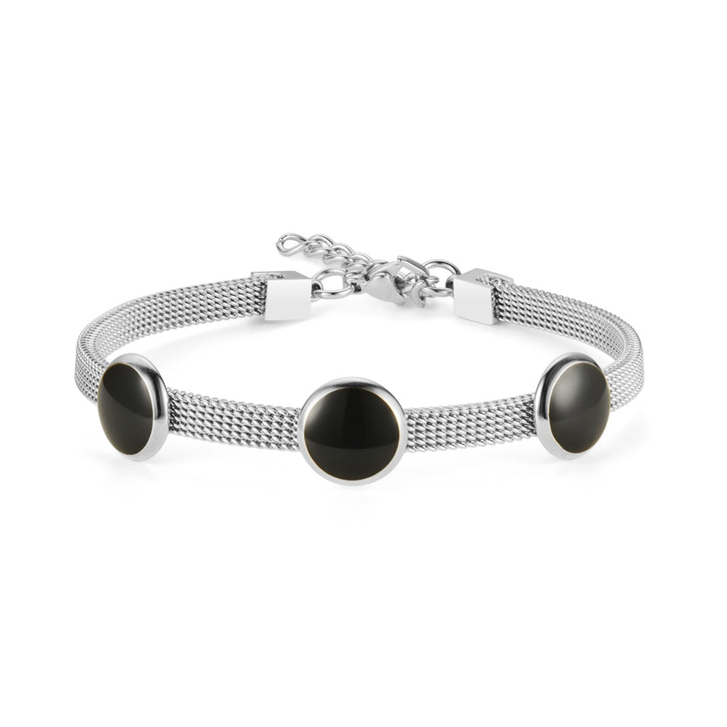 Damen Armband mit elegantem Mesh-Design und markanten Onyx-Stein-Elementen Shop Nory