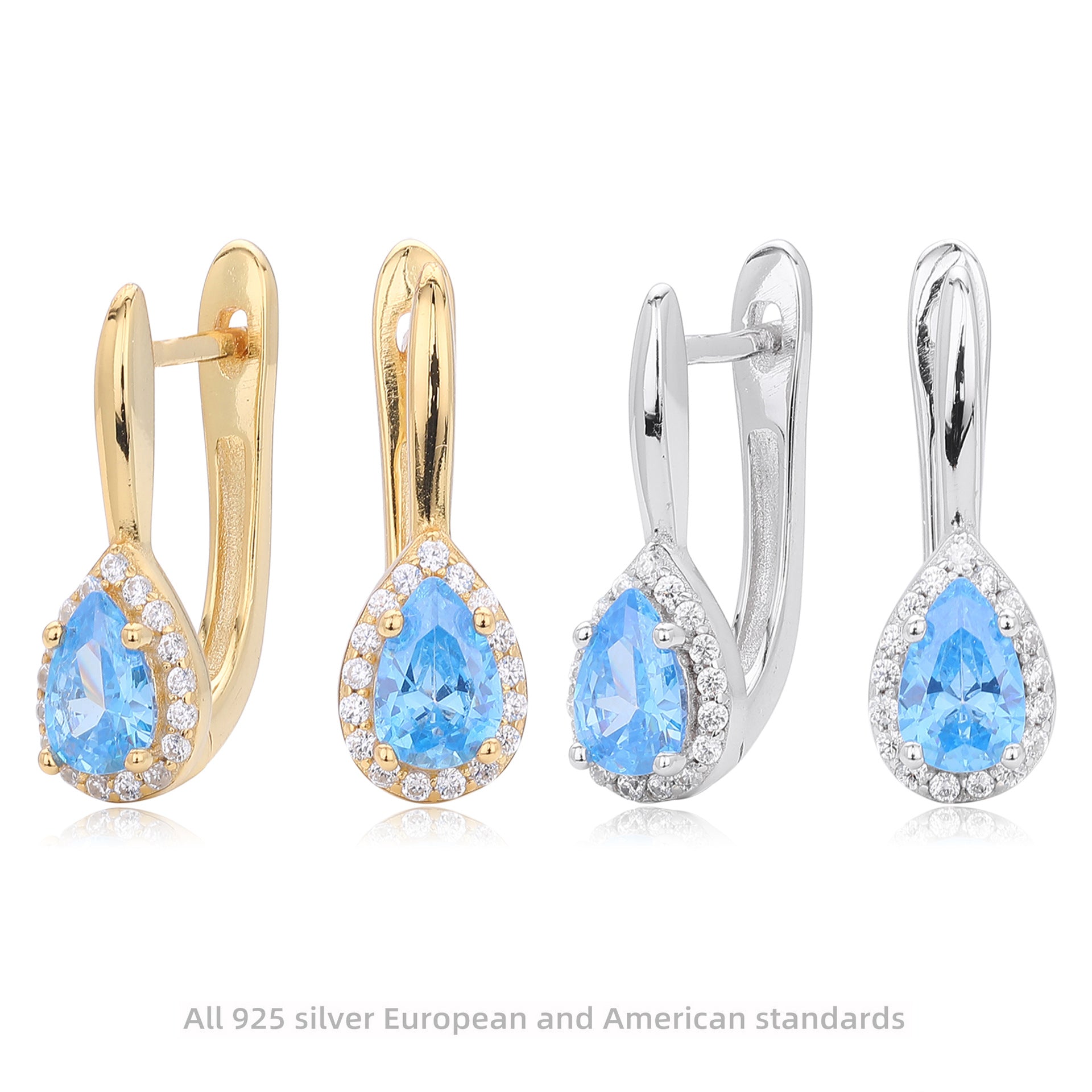 Damen Ohrhänger mit tropfenförmigem Zirkon und funkelndem Zirkonbesatz Shop Nory