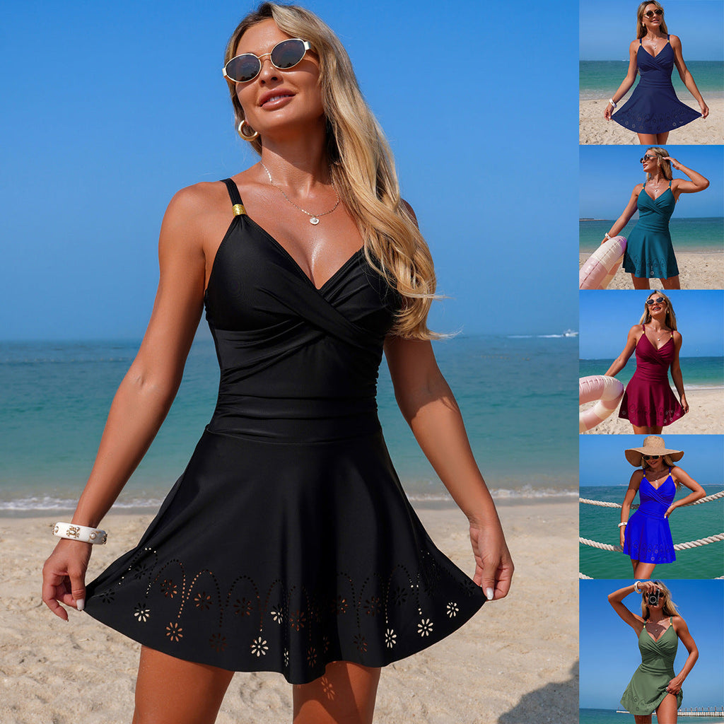 Damen Schwimmdress mit floralen Cut-Outs