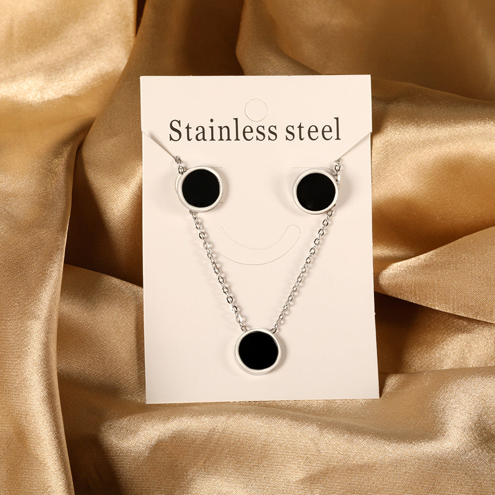 Damen Schmuckset mit goldplattiertem Edelstahl-Halskette und Ohrsteckern Shop Nory