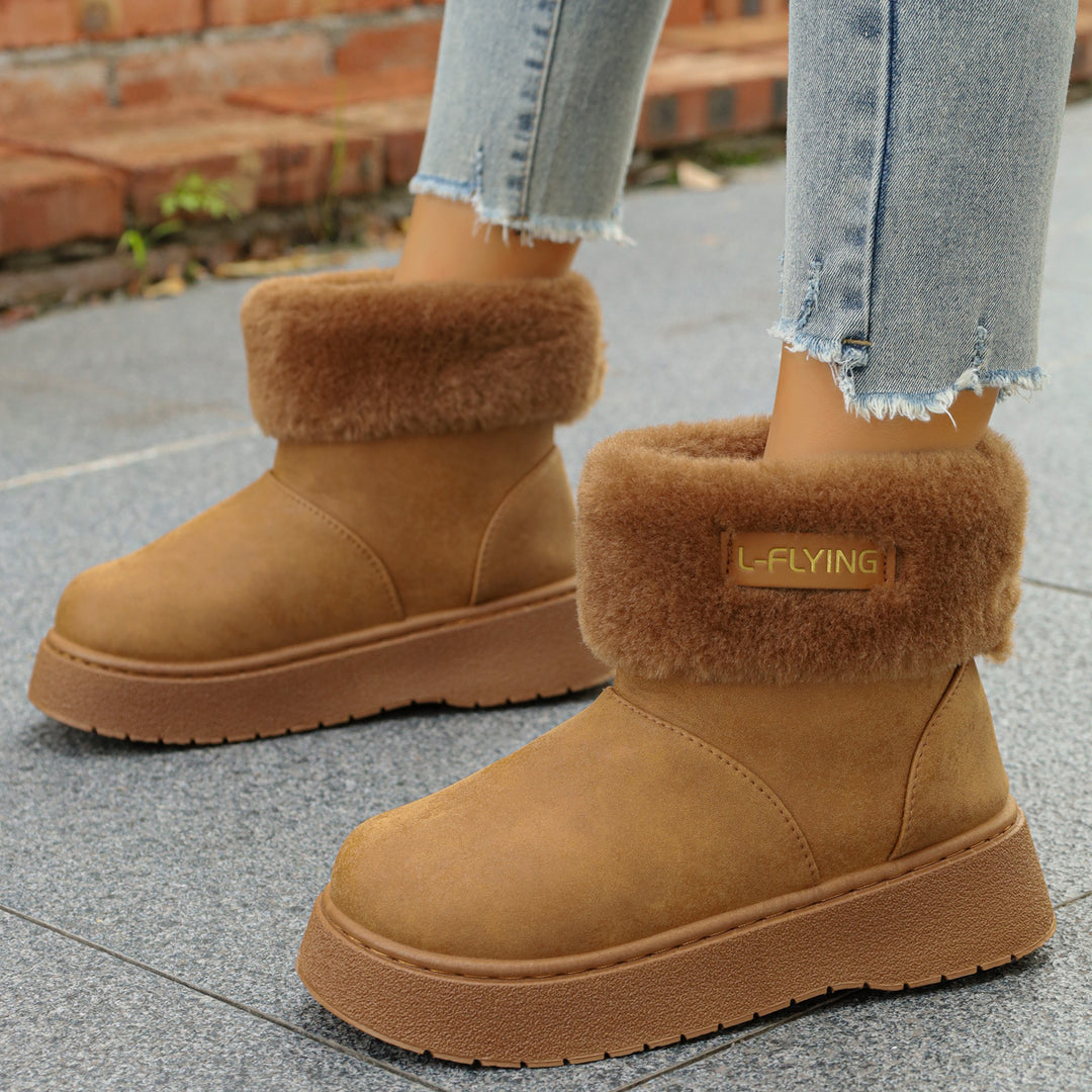 Damen Warme Kurzstiefel mit kuscheligem Fellaufschlag und leichter Plateau-Sohle Shop Nory