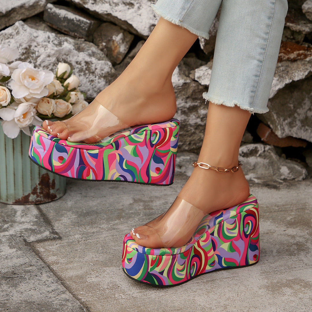Damen Wedge-Pantoletten mit elegantem Stoffoberteil und komfortablem Fußbett