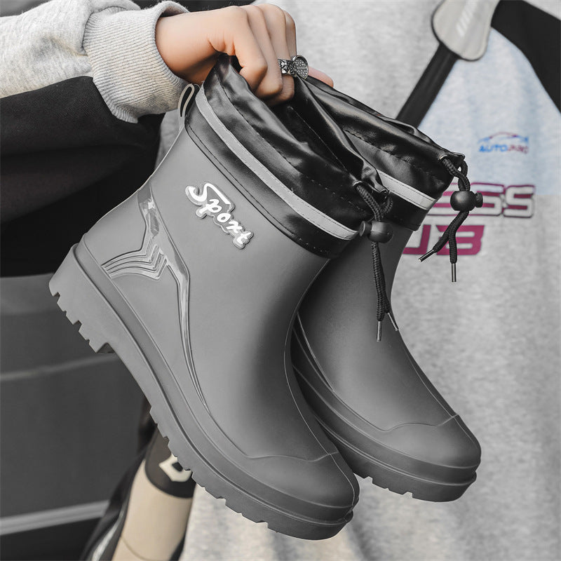 Herren Kurze wasserdichte Regenstiefelette mit Kordelverschluss und profiliertem Outdoor-Sohlendesign Shop Nory