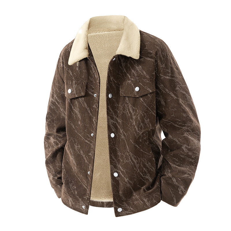 Herren stilvolle Cordjacke mit Teddyfutter Shop Nory