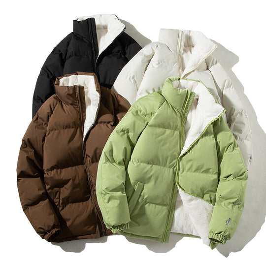 Damen Oversize-Pufferjacke mit Teddyfutter, Stehkragen und Eingrifftaschen Shop Nory