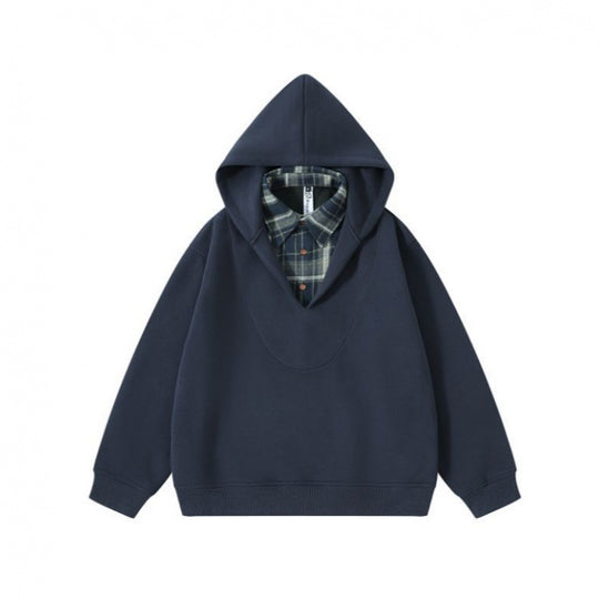 Unisex Oversize Kapuzenpullover mit integriertem Hemdkragen im Layering‑Look Shop Nory