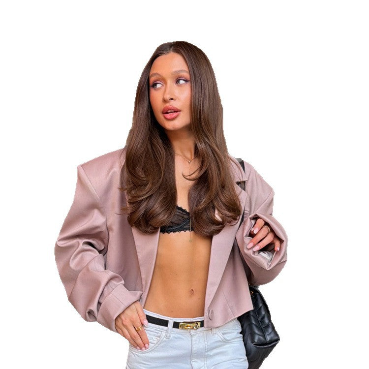 Damen Oversize Cropped-Blazer mit kastiger Silhouette und verlängerten Manschetten Shop Nory