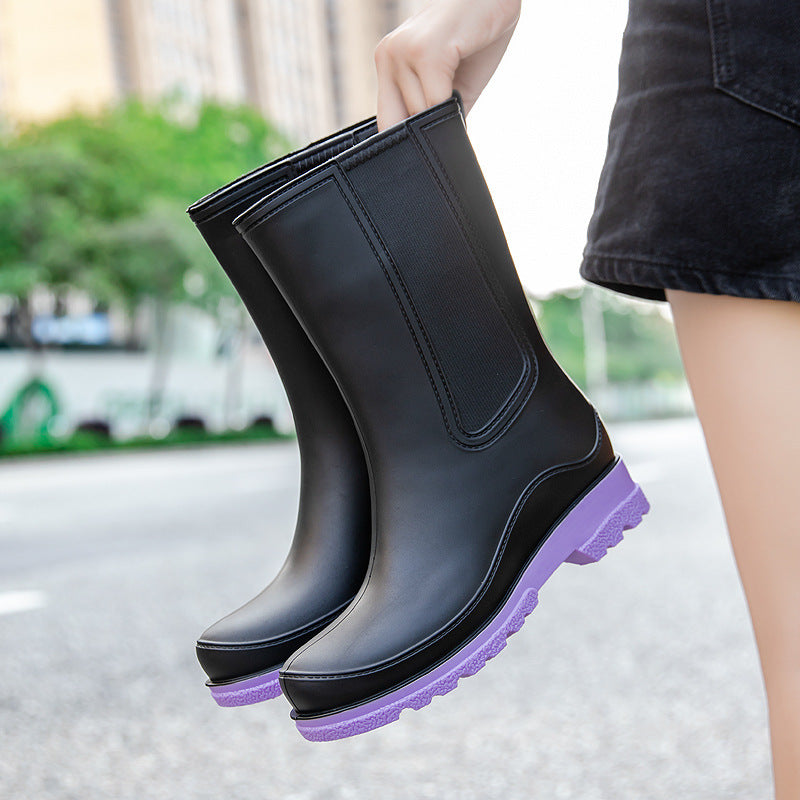 Damen Chelsea Regenstiefel aus Vollgummi mit elastischen Einsätzen und profilierter Luglaufsohle Shop Nory