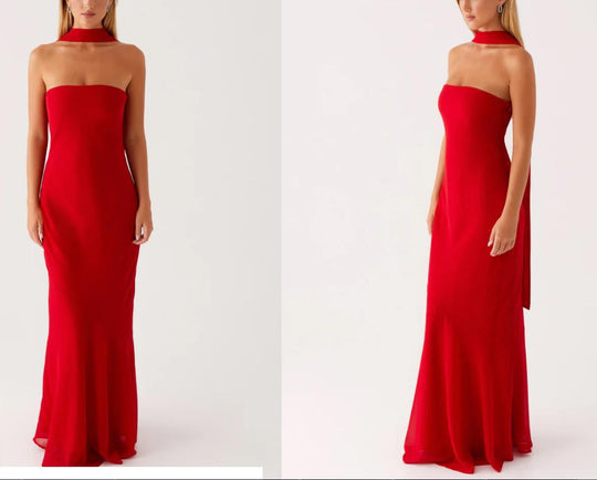 Damen Elegantes Langarm Abendkleid im Blumendesign