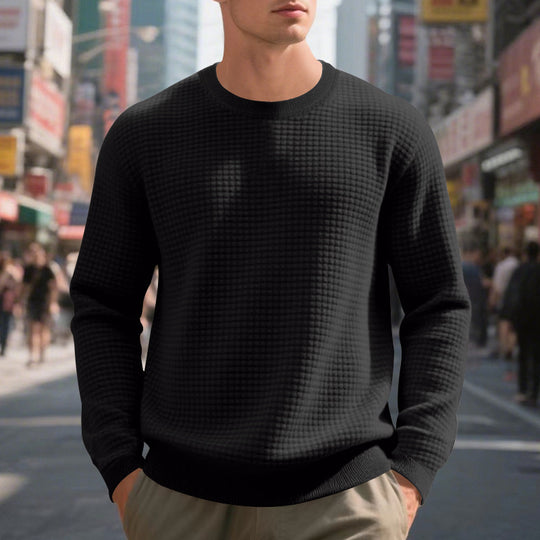 Herren nan Feinstrukturierter Strickpullover mit Waffelstruktur und Rundhalsausschnitt Shop Nory