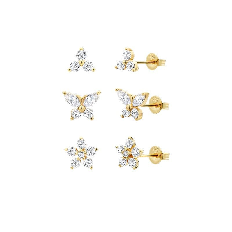 Damen Ohrstecker-Set mit funkelnden Kristallen und aufwendig gestaltetem Design Shop Nory