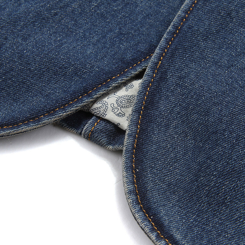Herren Elegantes Denim-Sakko im Blazerstil mit Kunstlederbesatz und Paisley-Futter Shop Nory