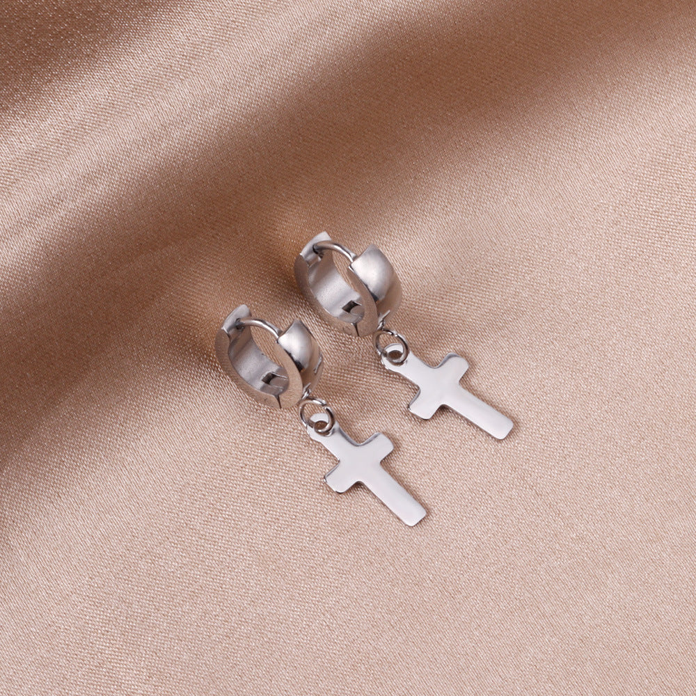 Damen Hängende Kreuz Ohrringe aus edelstahl mit goldplattierter Oberfläche Shop Nory