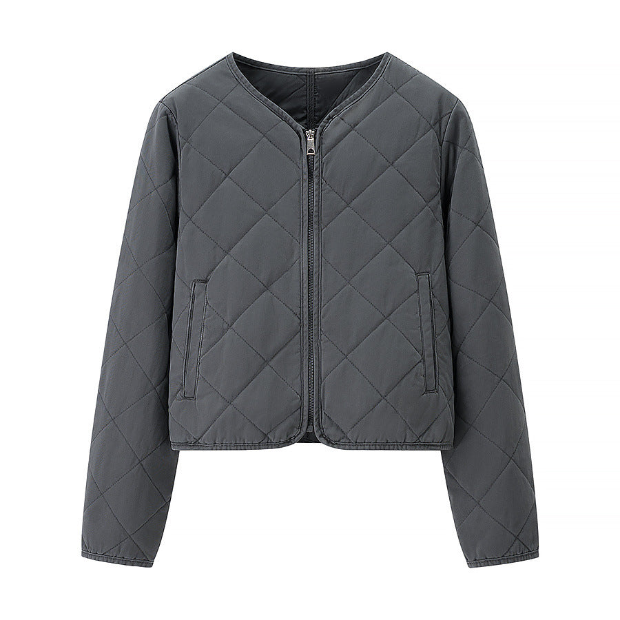 Damen Leichte gesteppte Kurzjacke mit Rundhalsausschnitt, durchgehendem Reißverschluss und dezenter Taillenlänge Shop Nory