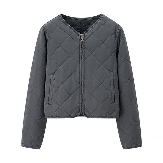 Damen Leichte gesteppte Kurzjacke mit Rundhalsausschnitt, durchgehendem Reißverschluss und dezenter Taillenlänge Shop Nory