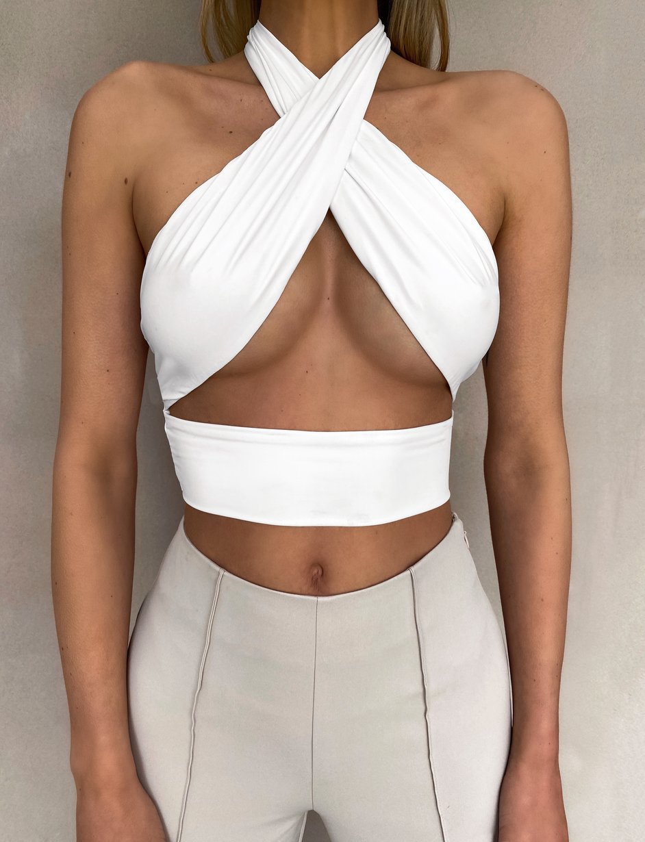 Damen Cropped Oberteil mit elegantem Schlaufen-Design Shopnory