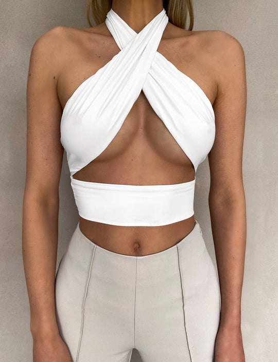 Damen Cropped Oberteil mit elegantem Schlaufen-Design Shopnory