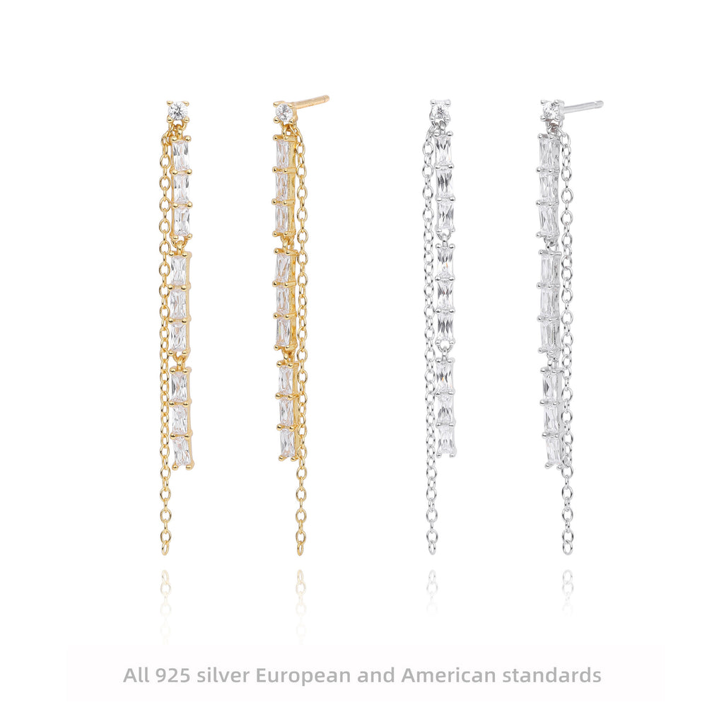 Damen Ohrhänger mit luxuriösem Zirkonbesatz und elegantem Kettendesign Shop Nory