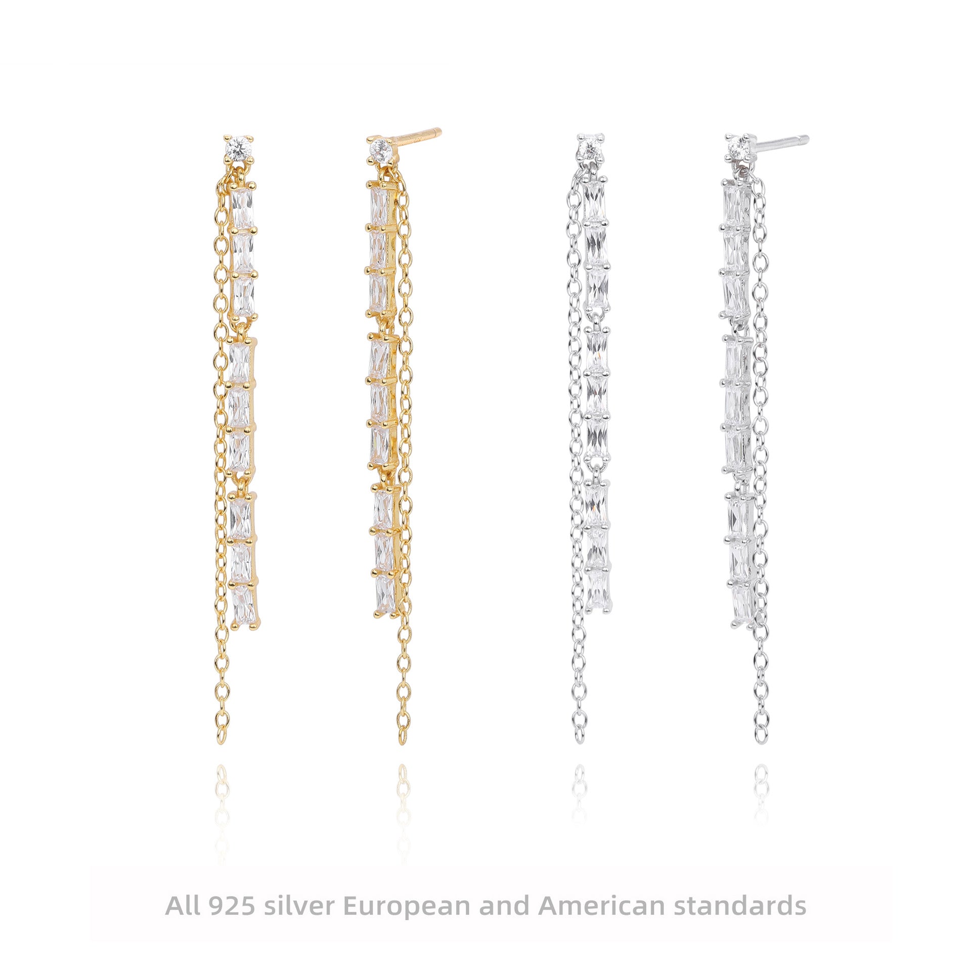 Damen Ohrhänger mit luxuriösem Zirkonbesatz und elegantem Kettendesign Shop Nory