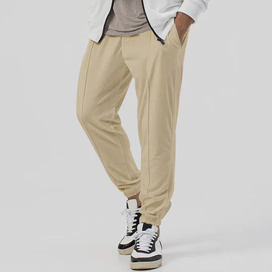 Herren Tapered-Jogginghose im Leinenlook mit Bügelfalte und Bündchen Shop Nory