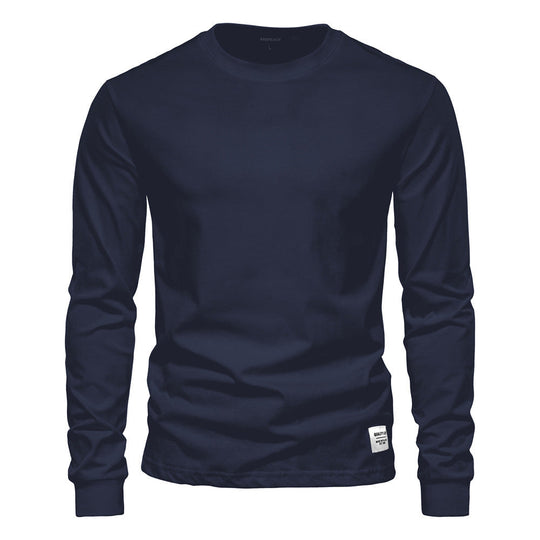 Herren nan klassisches langärmliges Baumwollshirt mit Rundhalsausschnitt und elastischen Bündchen